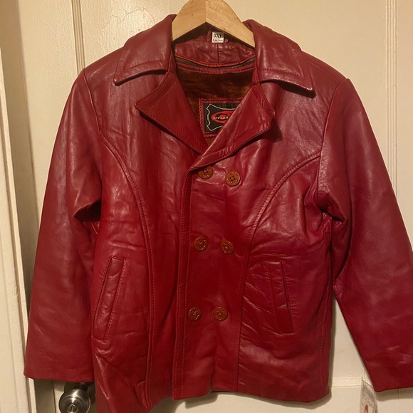 Authentic Grande Pieles red leather peacoat with zip out liner new xs - Picture 11 of 14